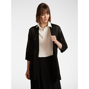 Elena Mirò - Cardigan lungo a trafori - Nero