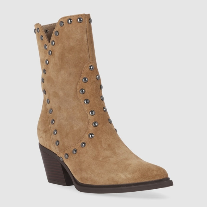 Botines de Serraje - Taupe - Tacón: 5 cm