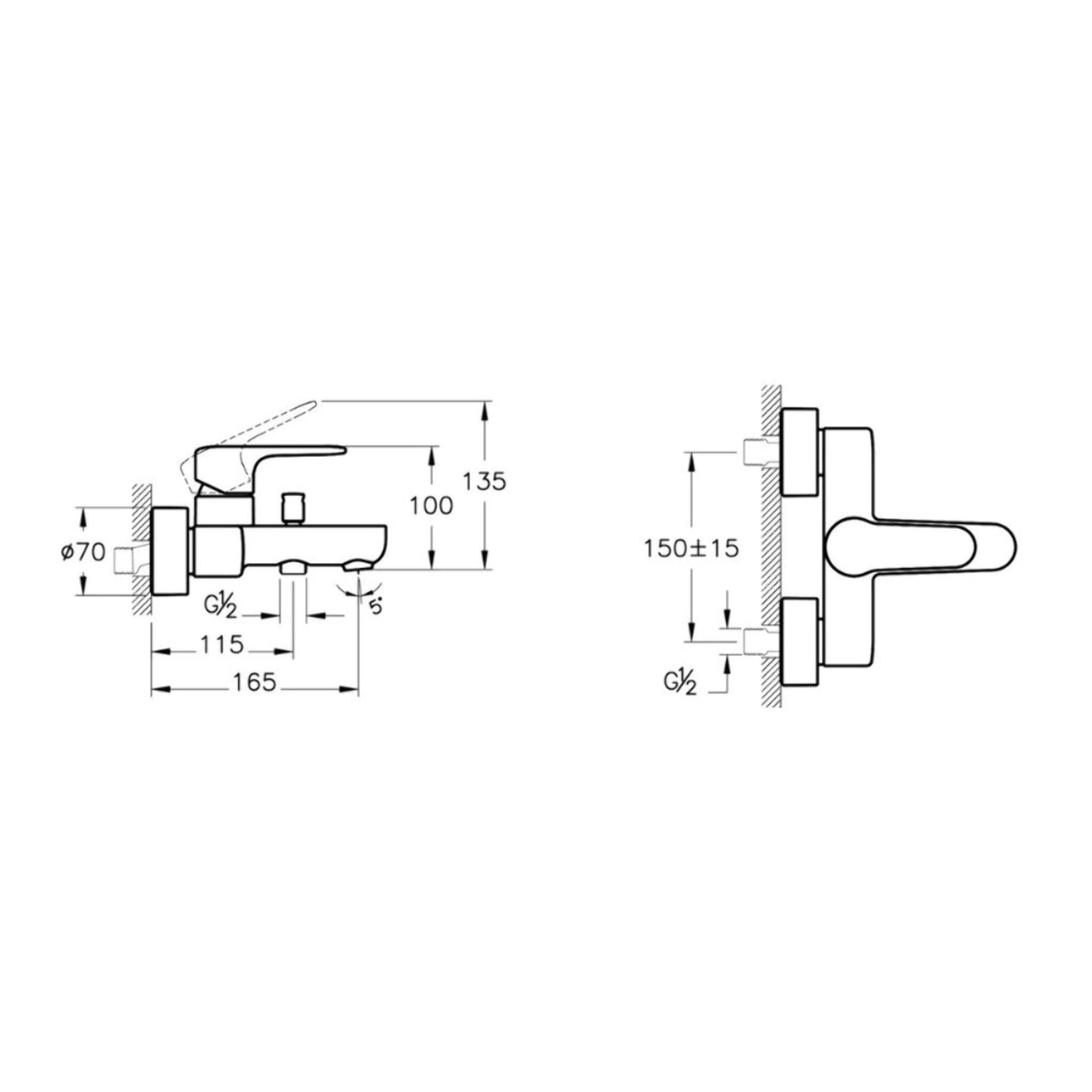 VitrA Root Mitigeur bain rond sans douche 150 mm chrome A42725