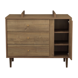 Chambre bébé évolutive Mokka, Lit 140x70 évolutif et Commode à langer - Chêne Mokka