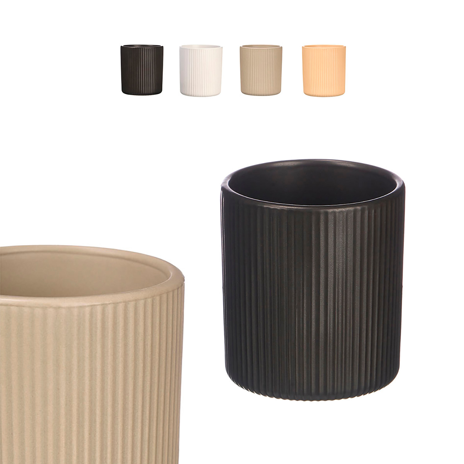 Pacchetto di 4 bicchieri rigati assortiti 4 colori neutri 270ml