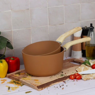 Casserole 20cm avec revêtement céramique noisette - tous feux COLORAMA
