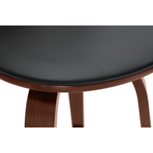 Tabourets de bar design pivotants noirs et noyer H66 cm (lot de 2) BECK