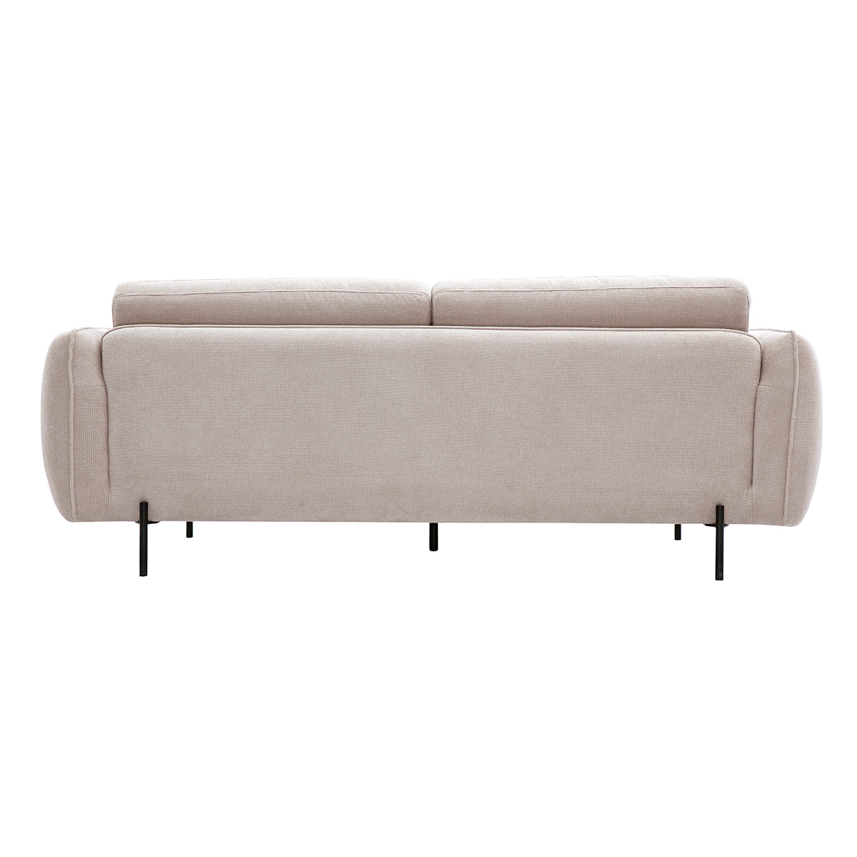 Canapé design 3 places en tissu chenille beige et métal noir TODD