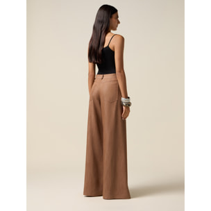 Oltre - Pantaloni palazzo in tencel - Marrone