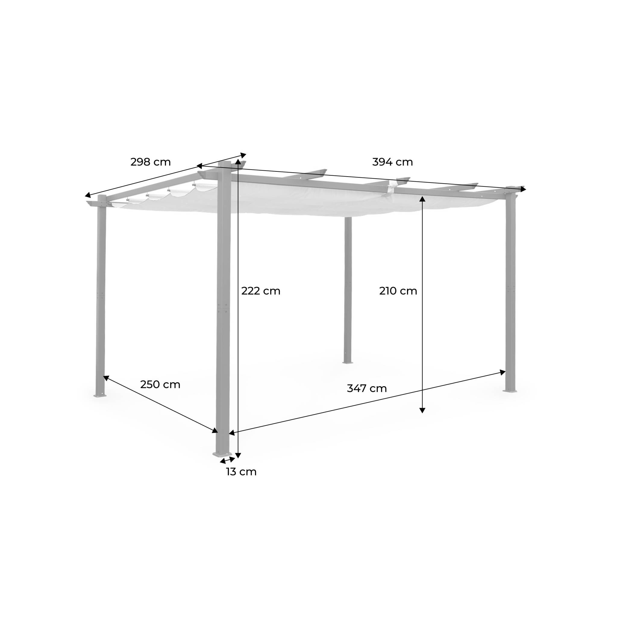 Pergola aluminium - Isla 3x4m -  Toile beige - Tonnelle idéale pour votre terrasse. toit rétractable. toile coulissante. structure aluminium