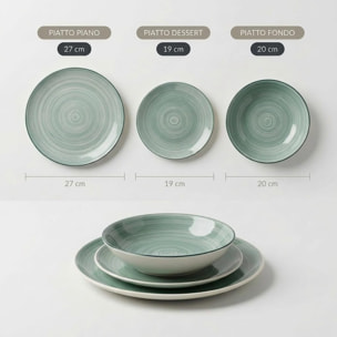 Servizio Tavola da 18 Piatti in Ceramica, lavabile in lavastoviglie e adatto a microonde, Intrecci