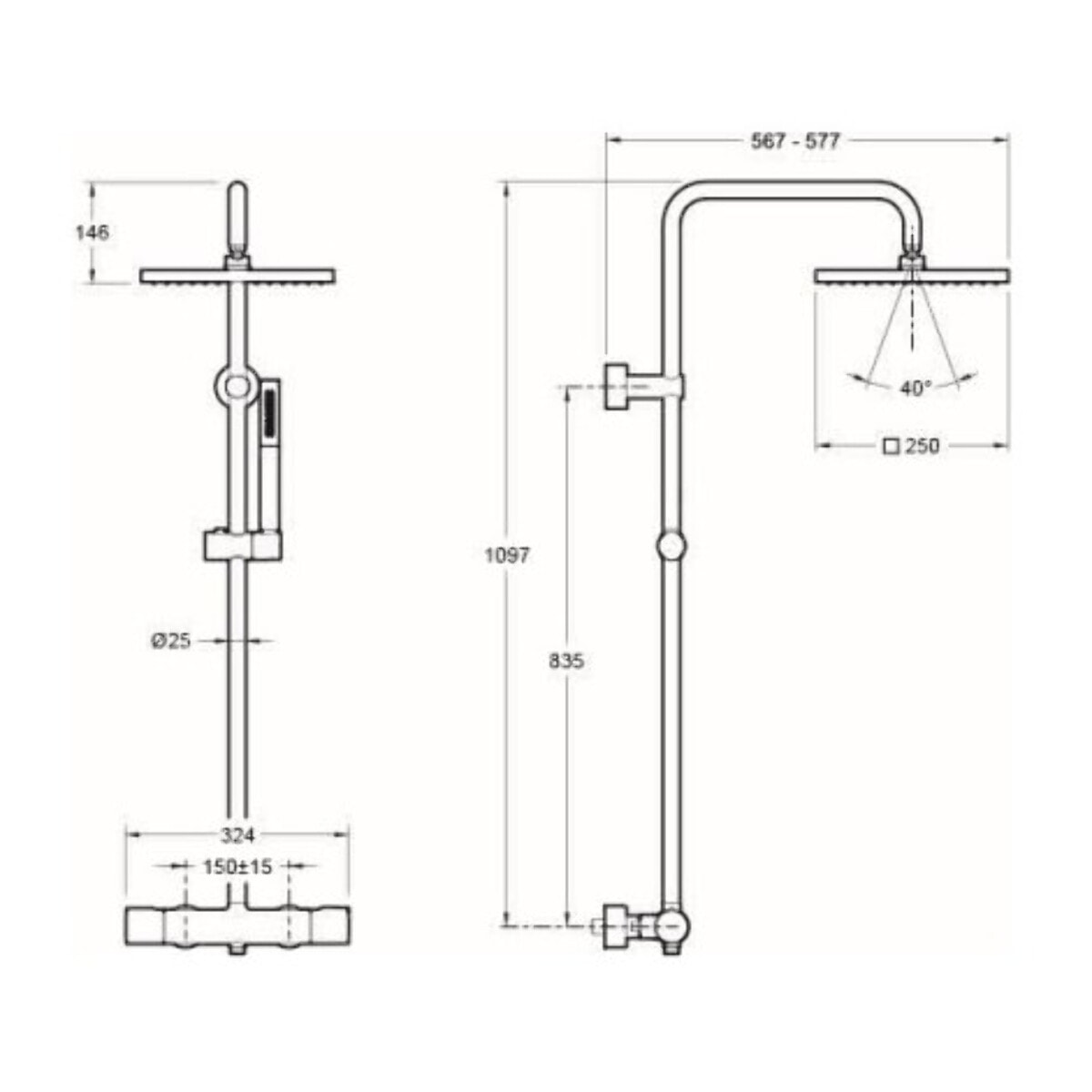 Colonne de douche thermostatique Brigitte chromé