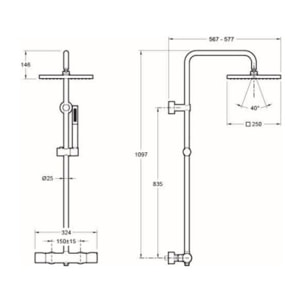 Colonne de douche thermostatique Brigitte chromé
