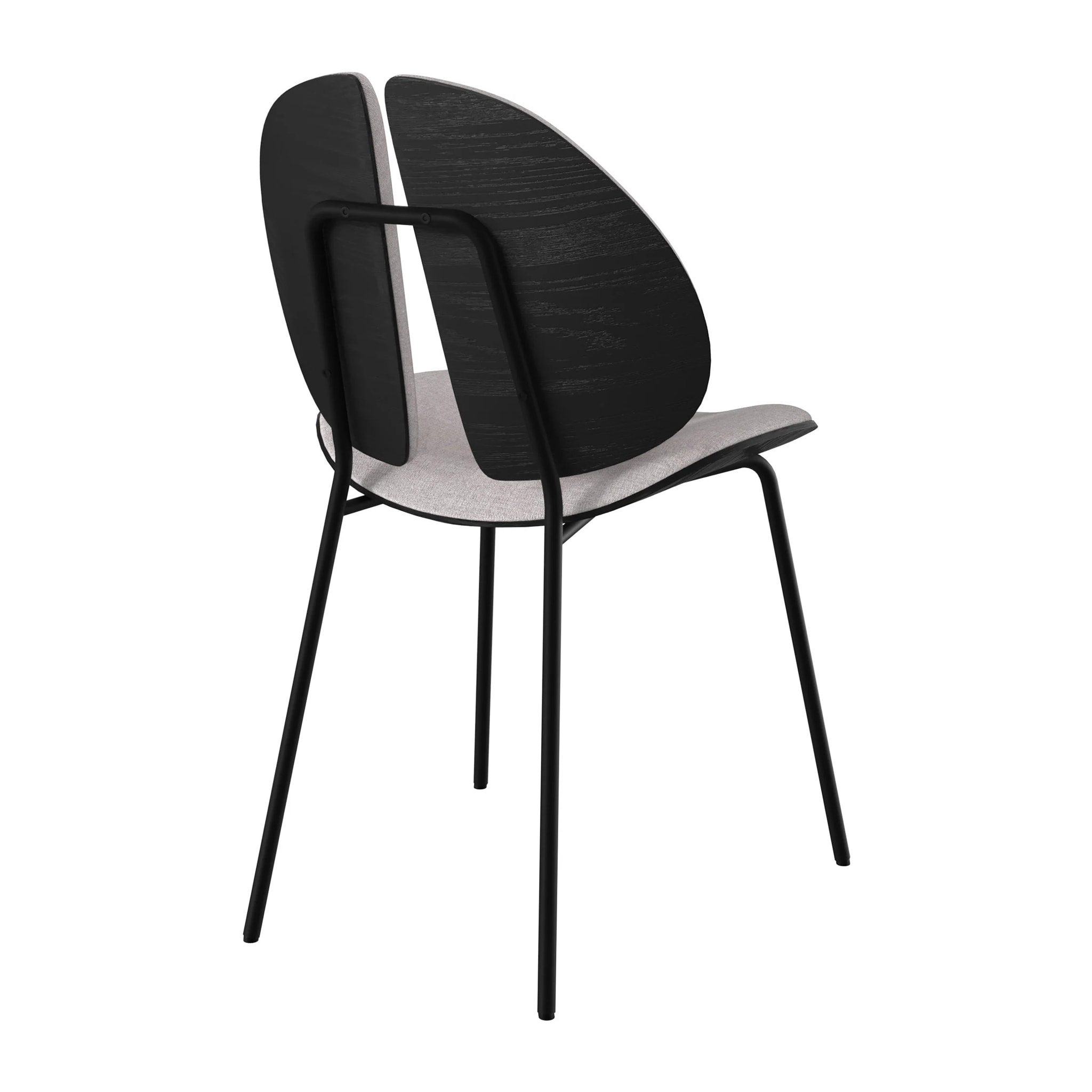 Chaise en tissu gris et bois noir - Coccinelle