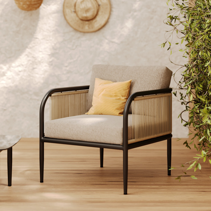 Fauteuil de jardin en acier et tissu beige - Wilo