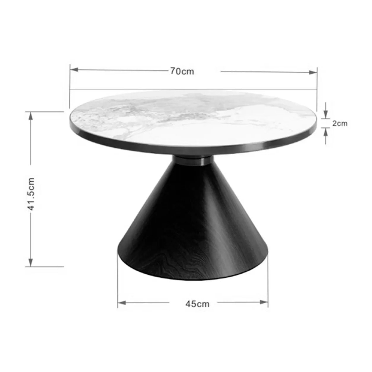 Table basse Cono 70cm céramique noyer Kare Design