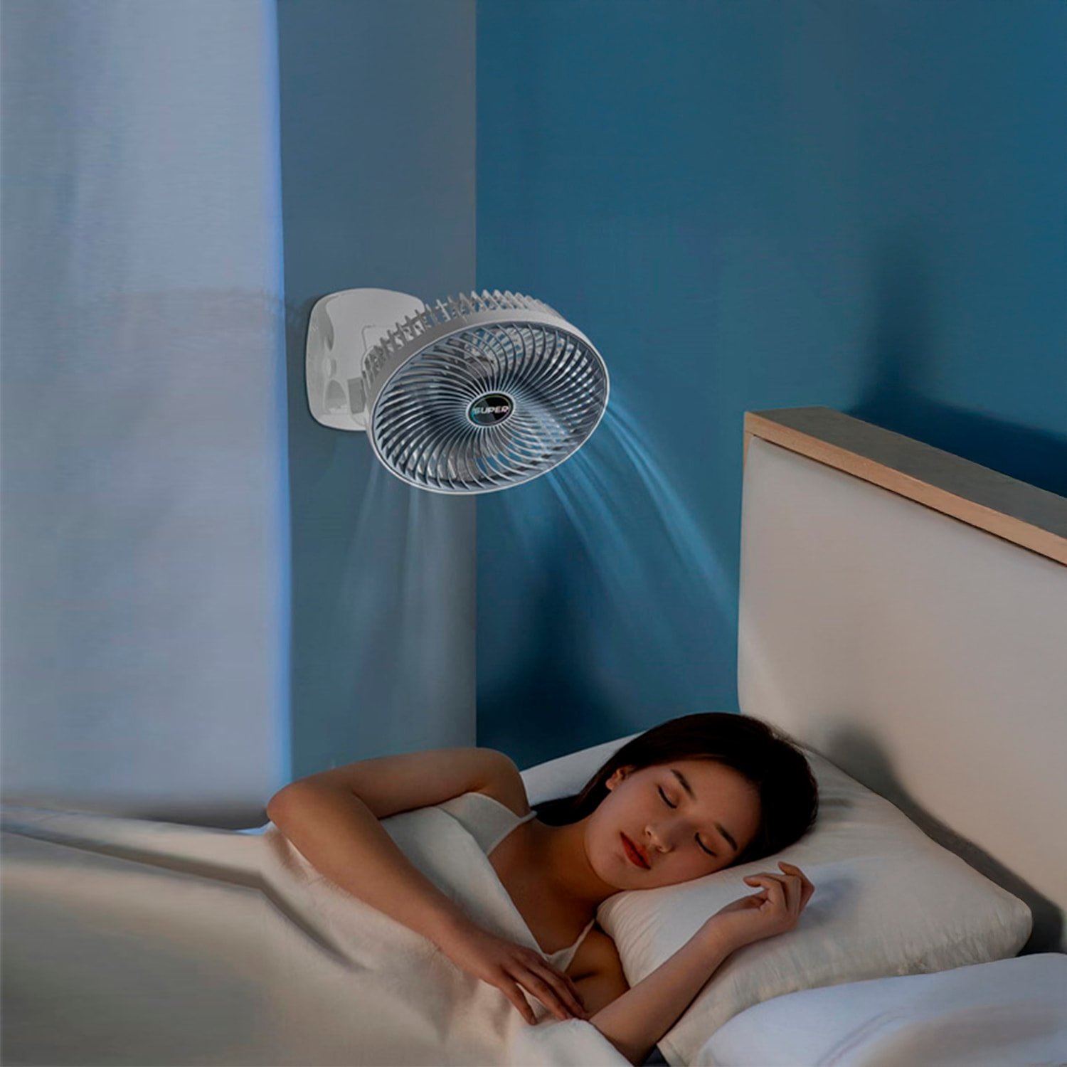 Ventilatore a clip silenzioso, 3 impostazioni di velocità con rotazione manuale verticale e orizzontale di 360°.