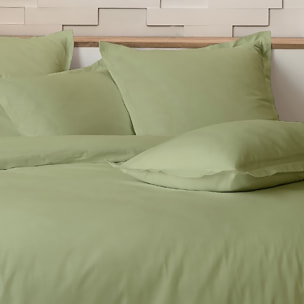 Parure De Couette + 2 taies 100% percale De Coton 80 Fils/cm2-uni Sauge