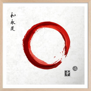 Affiche zen circle japonnais Affiche + cadre en bois - Chêne