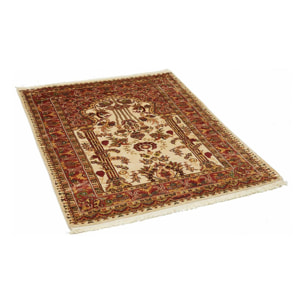 Authentique tapis d'orient, noué à la main en laine et soie