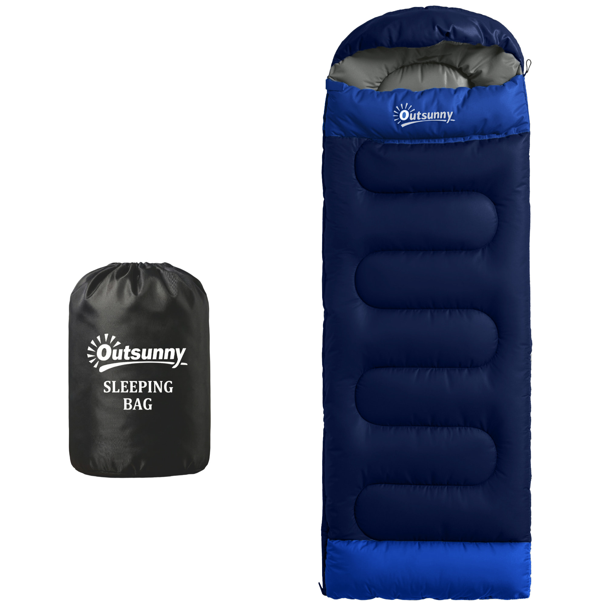 Sac de couchage adulte section tête fermeture éclair sac de rangement bleu