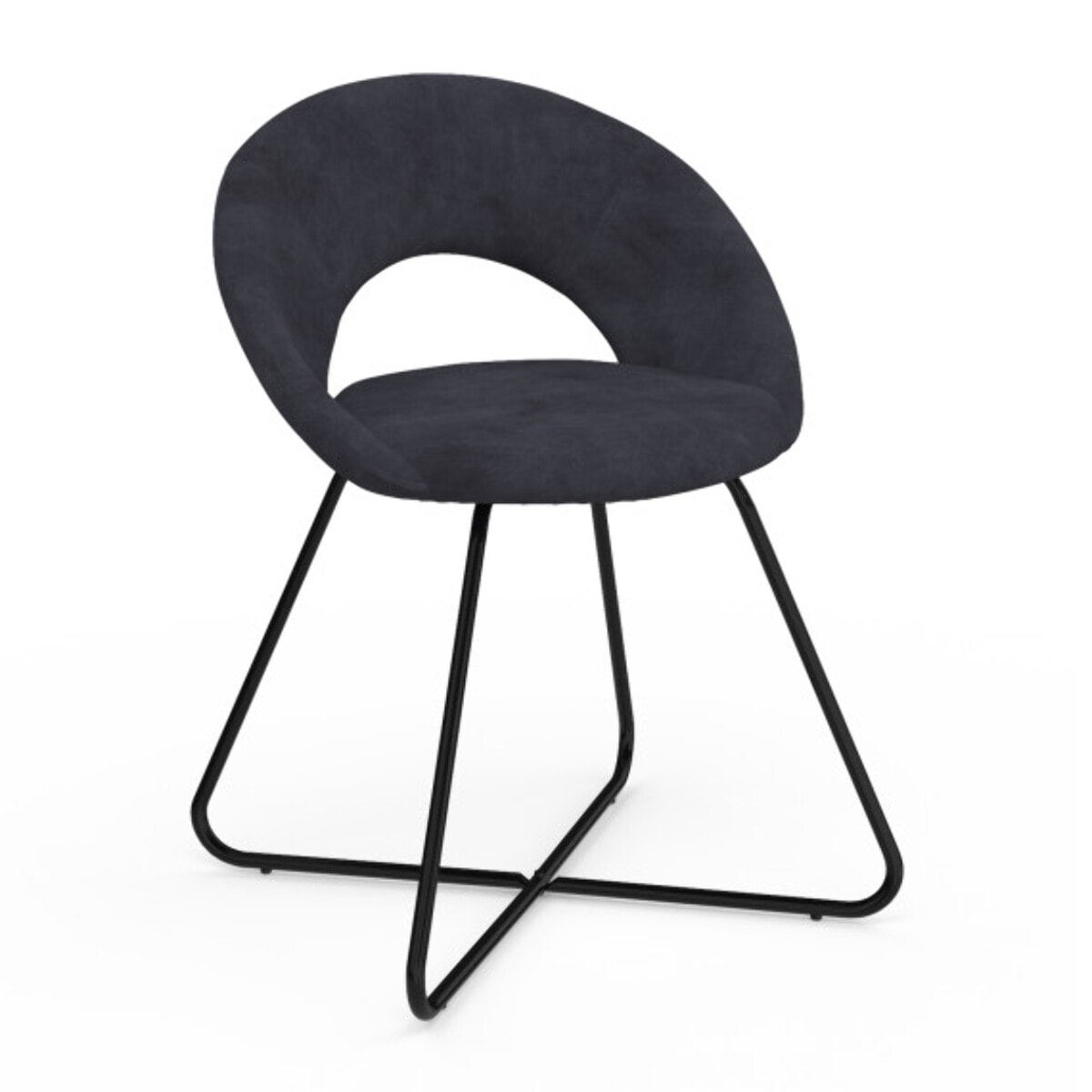 Chaises Malone en velours - Gris foncé / pied noir