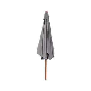 Parasol jardin droit Alu finition bois "Luz" - Rond - Ø 3m - Gris