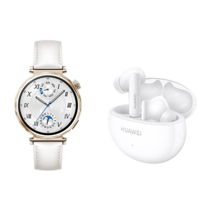 Montre connectée HUAWEI Pack Watch GT5 41mm Blanc + Buds Blancs