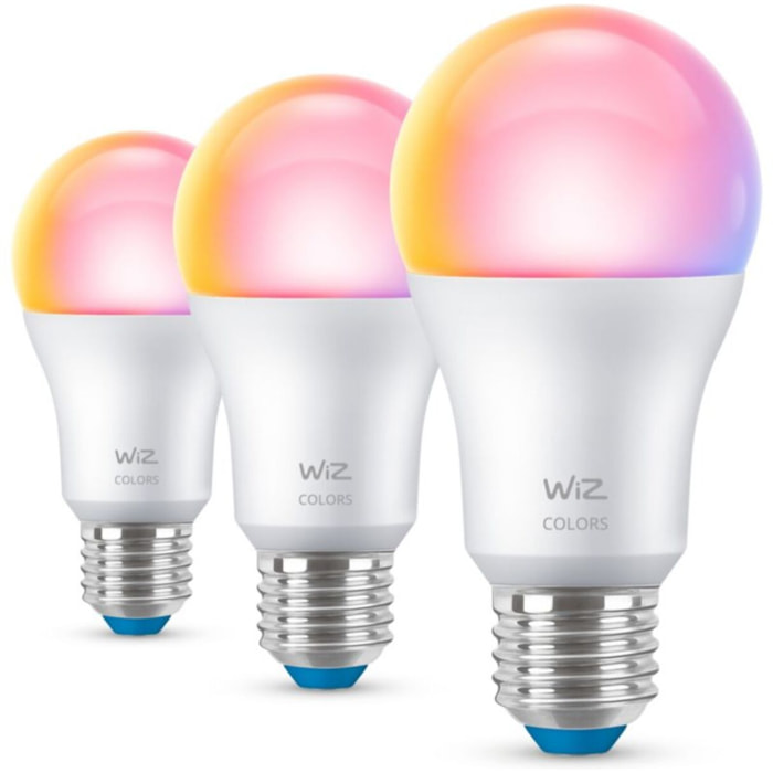 Ampoule LED connectée WIZ E27 Couleur 60W pack de 3
