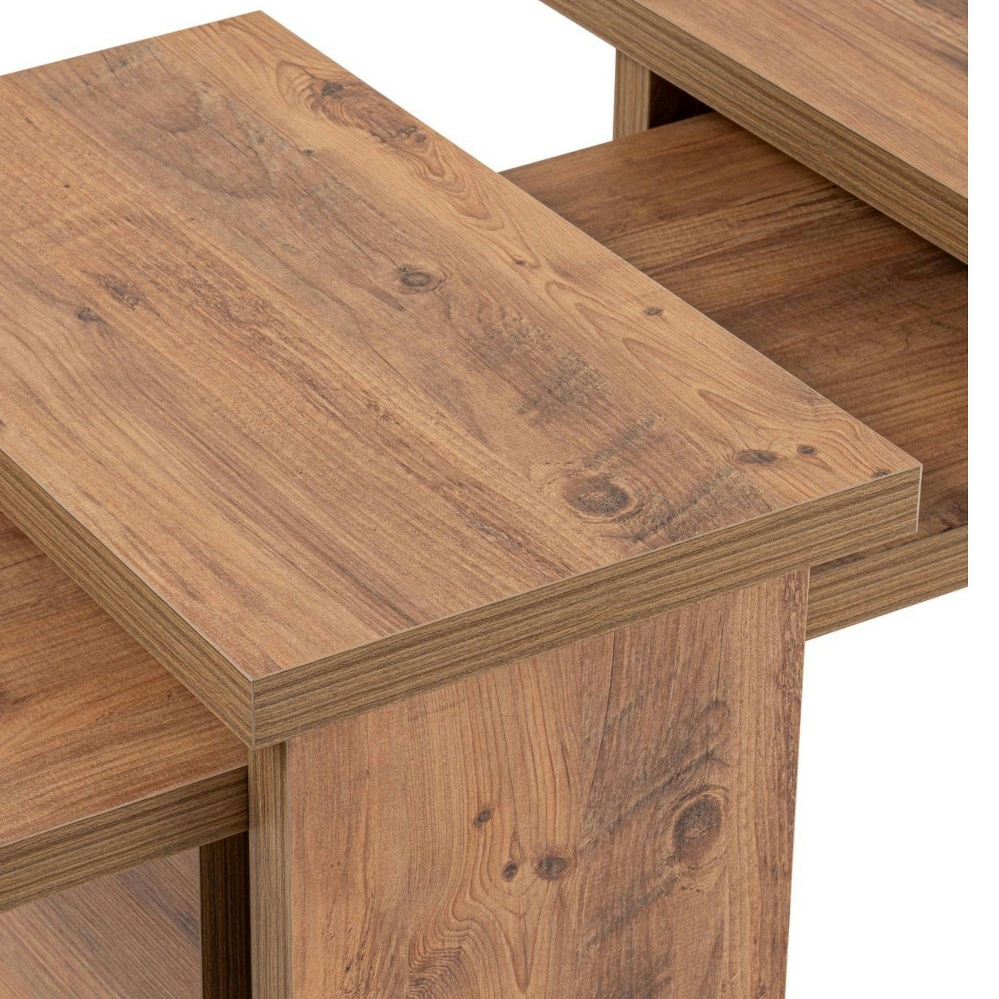 Table basse gigogne design – effet bois (3 pièces) MARFA