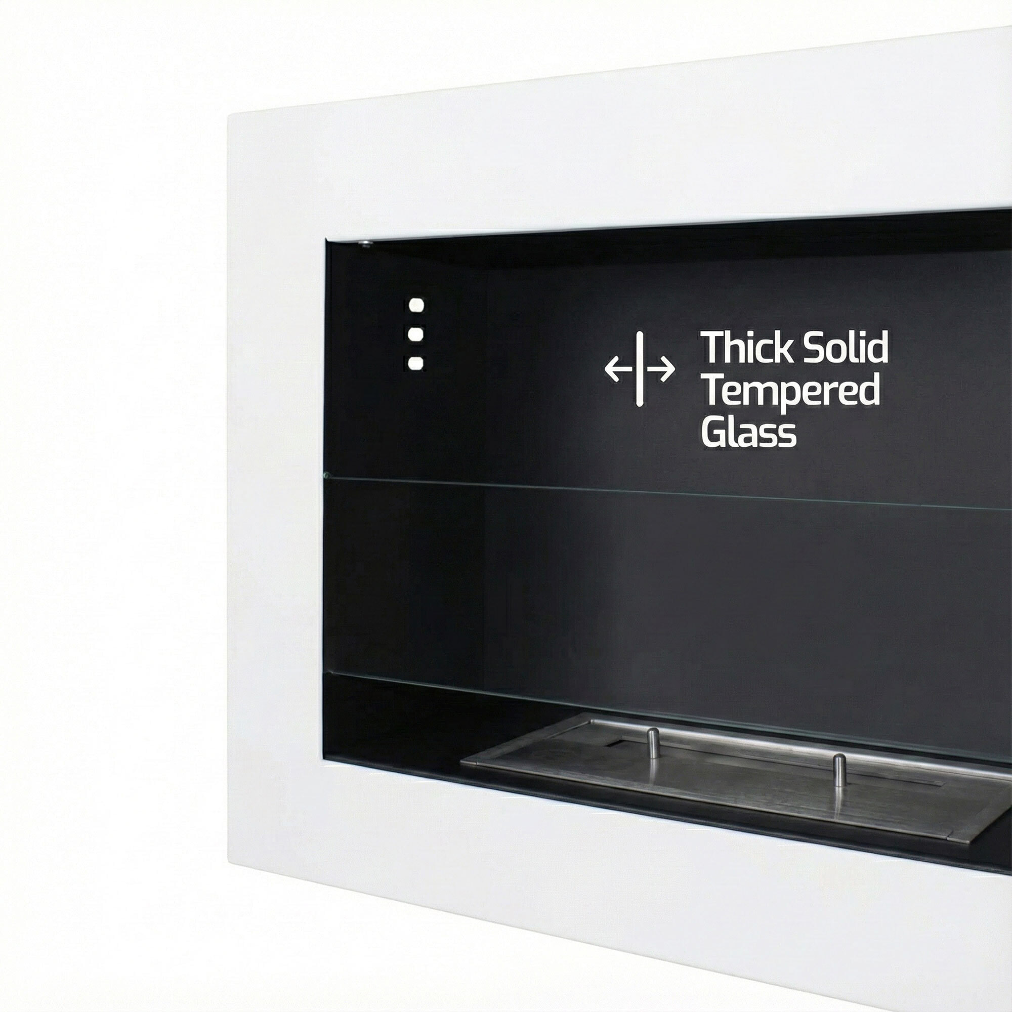 Traiano - Camino a bioetanolo da incasso 120xH40 cm biocamino Bianco