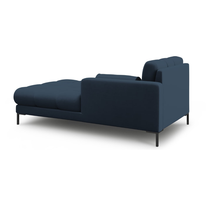 Méridienne droite "Bali" en tissu structurel bleu