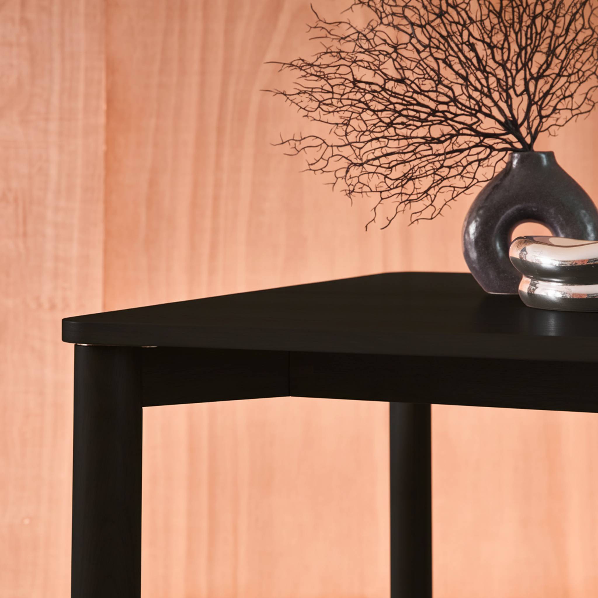 Table à manger rectangulaire bois d'hévéa et placage chêne noir 6 places - 180 x 100 x 75 cm - Solene