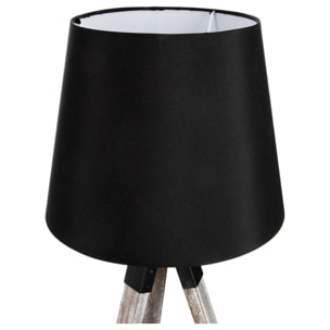 Lampe trépied "Runo" - bois et noir H58 cm