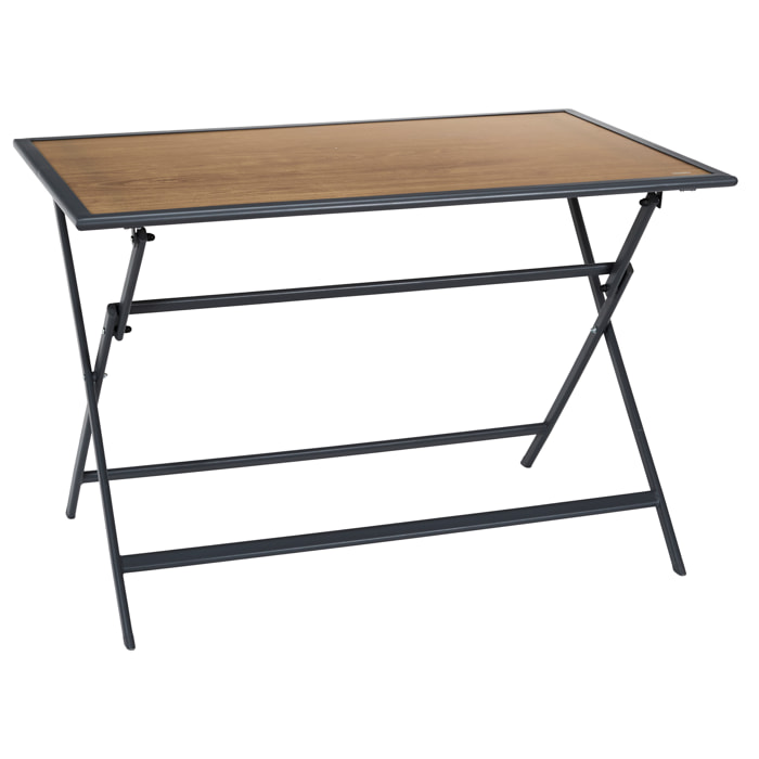 Table Metal Effet Bois Barcelone 110x70