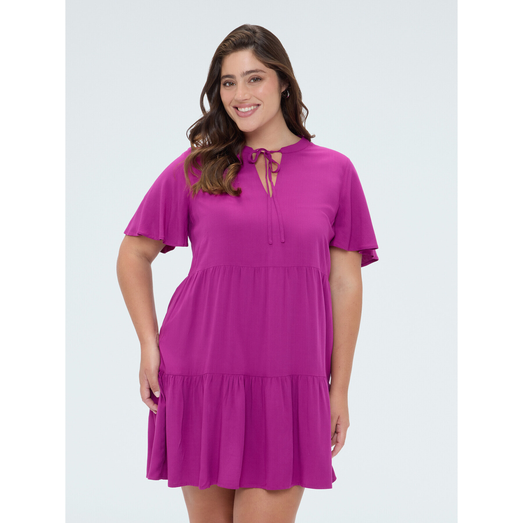 Fiorella Rubino - Vestido Smile corto con lazo - Fuchsia