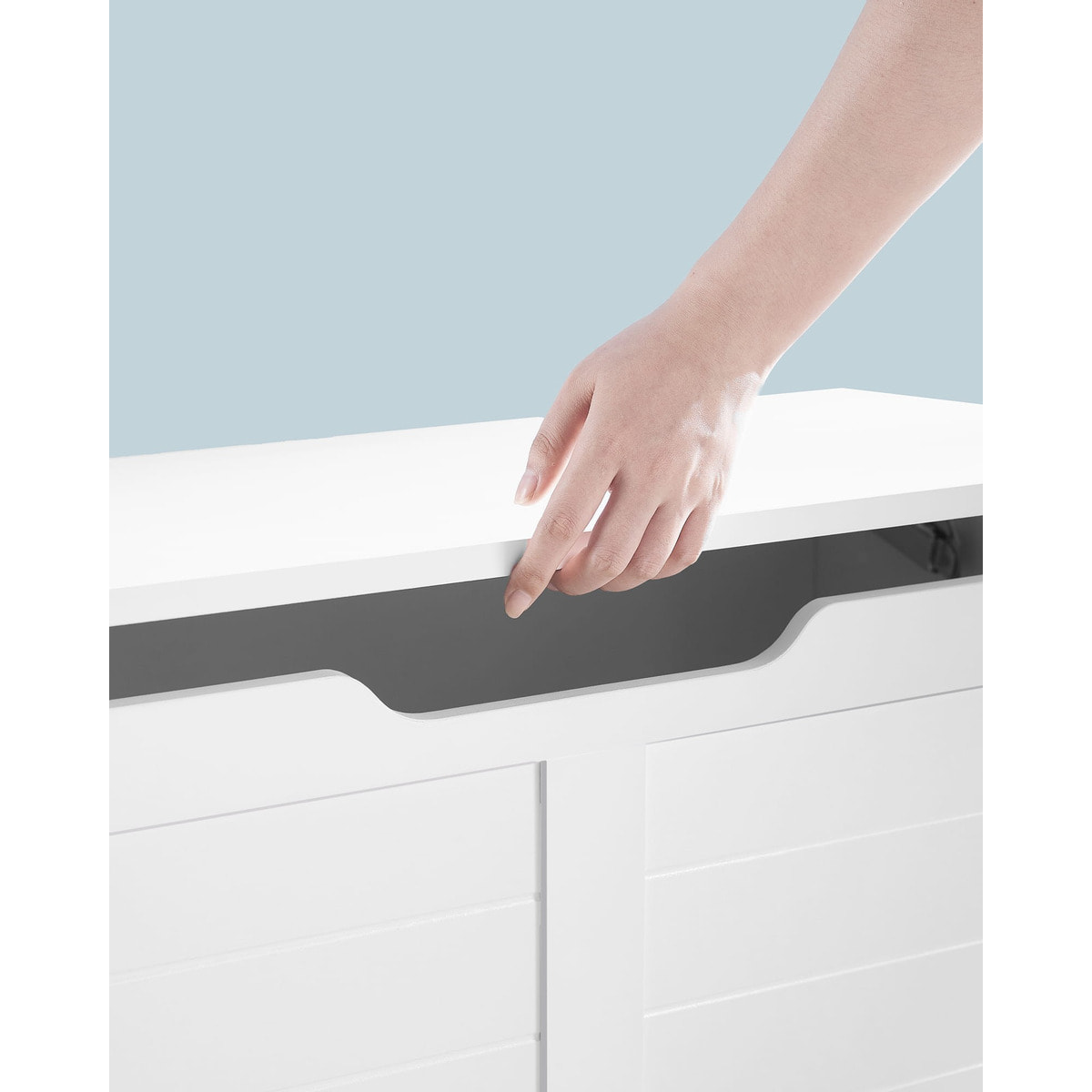 Panca Contenitore Oslo in Legno Bianco con Maniglie