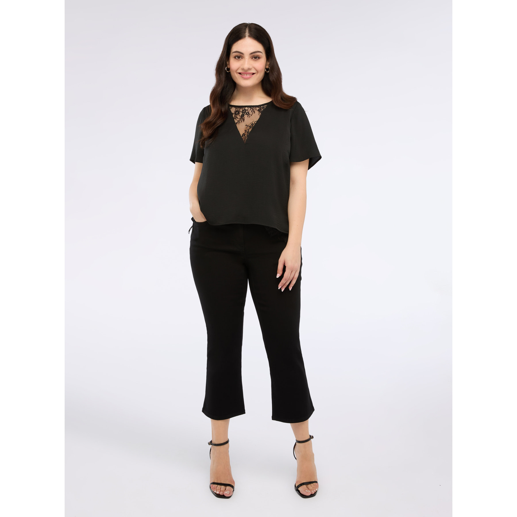 Fiorella Rubino - Jeans kick flare lavado oscuro - Negro