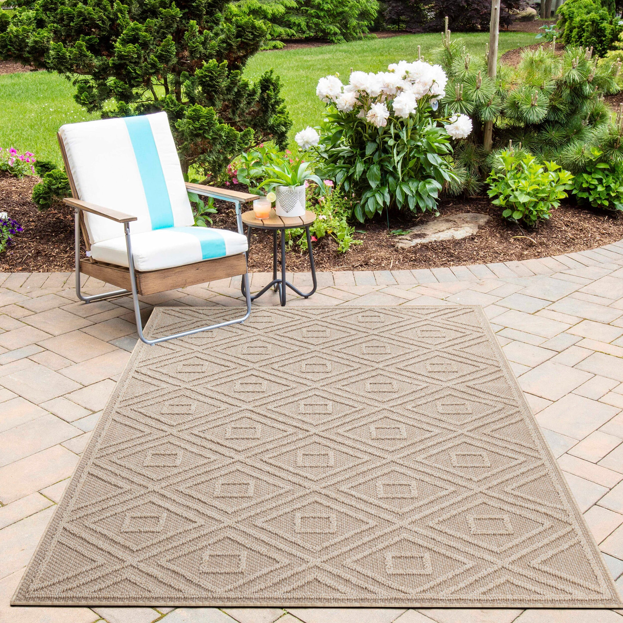 PATARA - Tapis intérieur/extérieur motif graphique beige - PAT4956BEI
