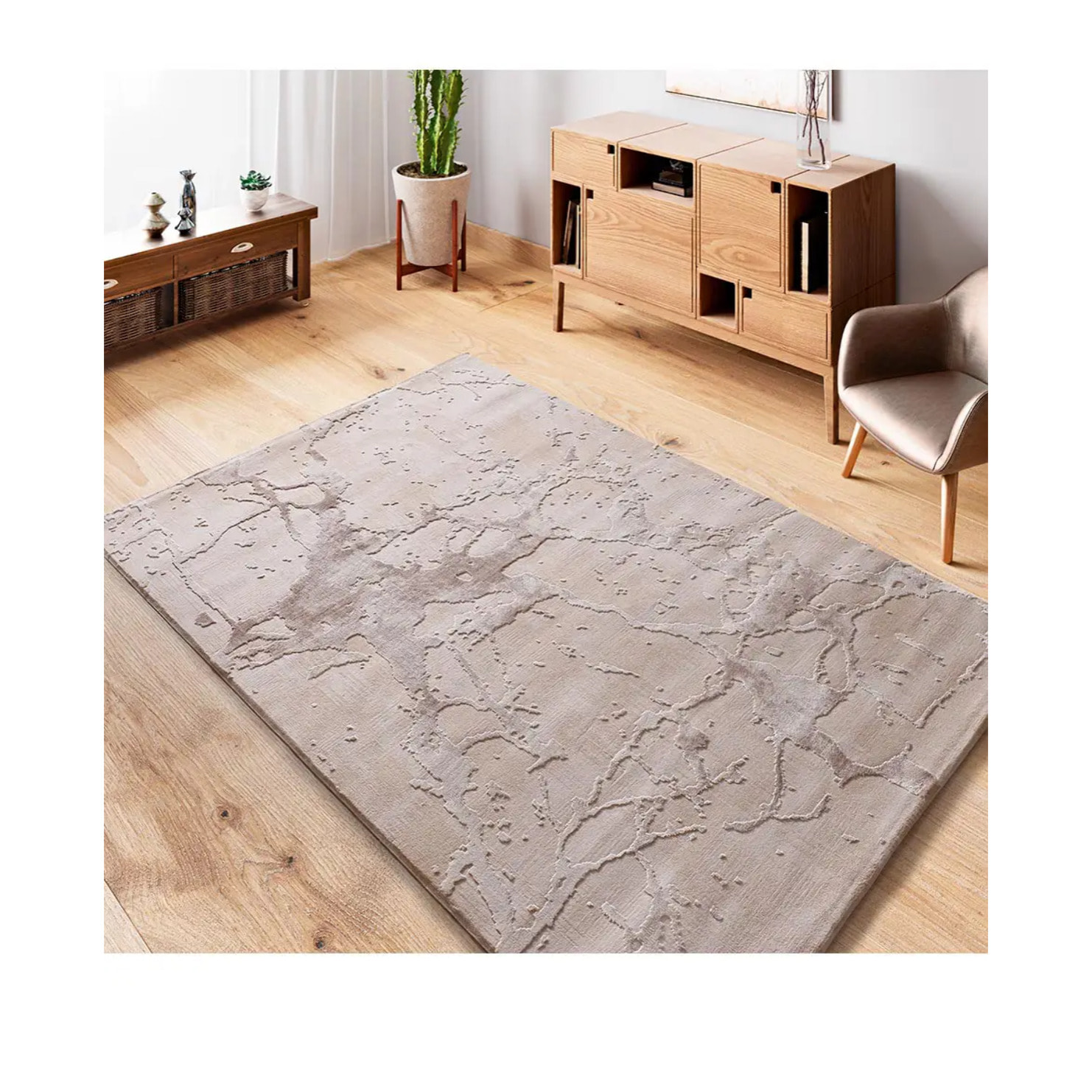 ORIS Alfombra efecto marmol con relieve beige, varias medidas disponibles.
