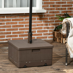 Pied de parasol table d'appoint jardinière 3 en 1 marron