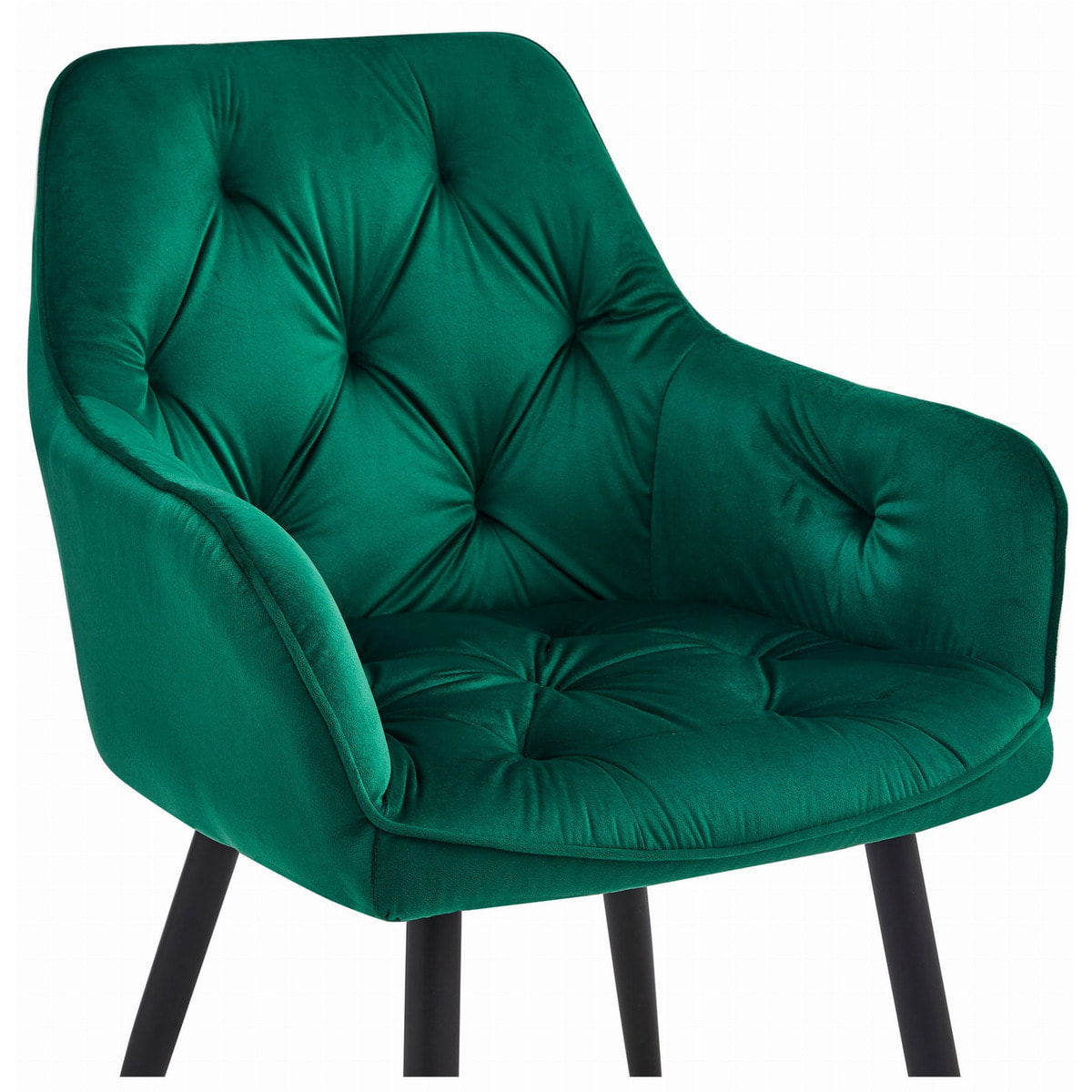 Sedia Jork in Velluto Verde Bosco e Gambe Nere