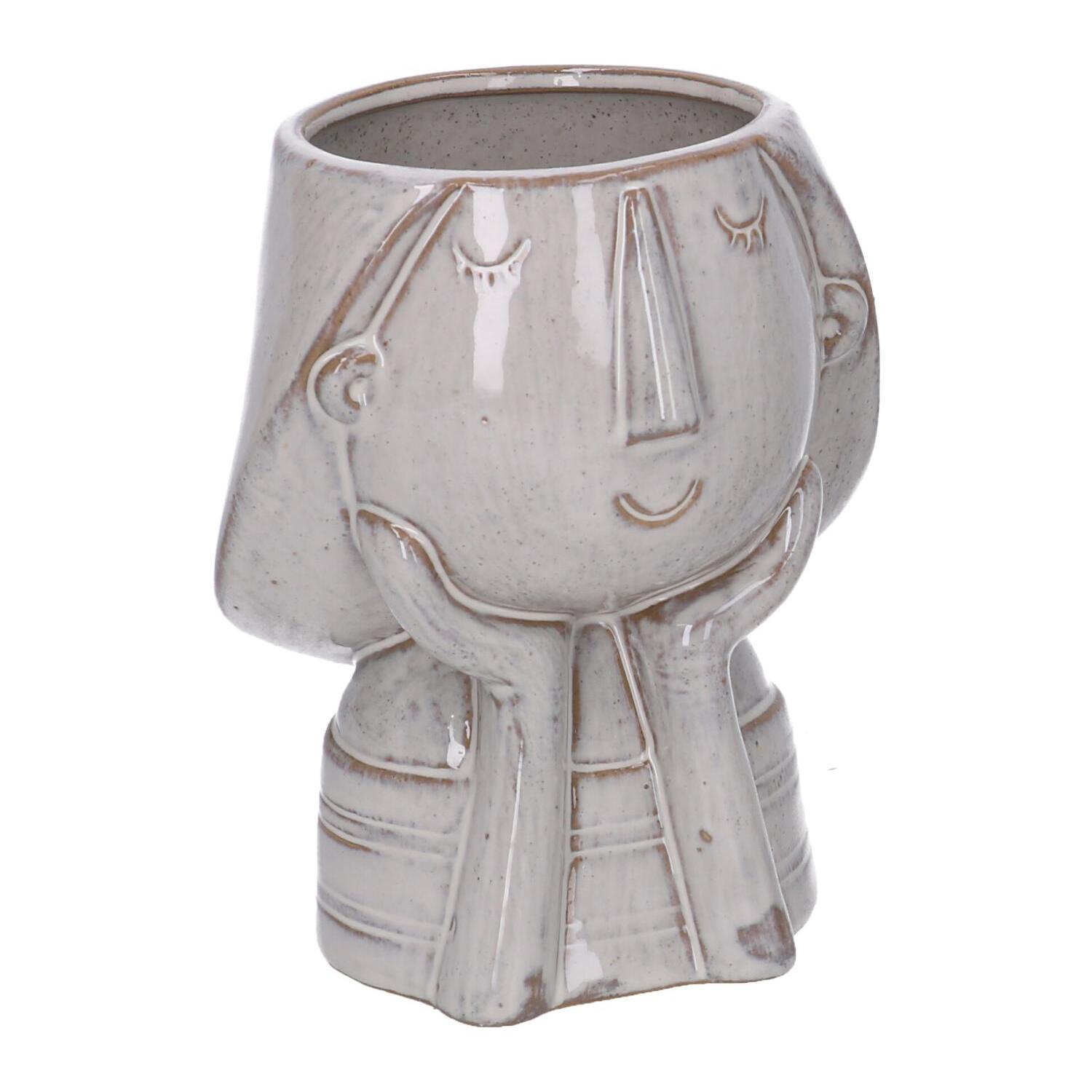 Portavaso in ceramica viso grigio cm11x10h13