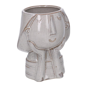 Portavaso in ceramica viso grigio cm11x10h13