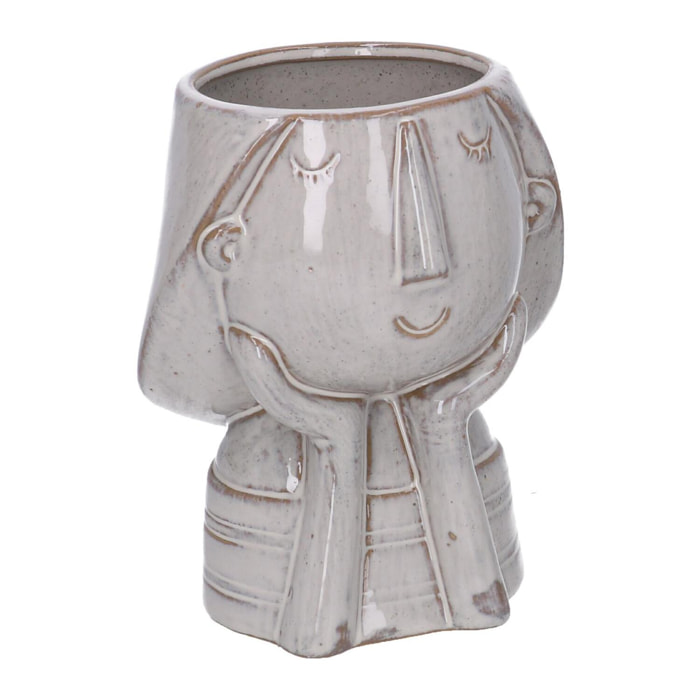 Portavaso in ceramica viso grigio cm11x10h13