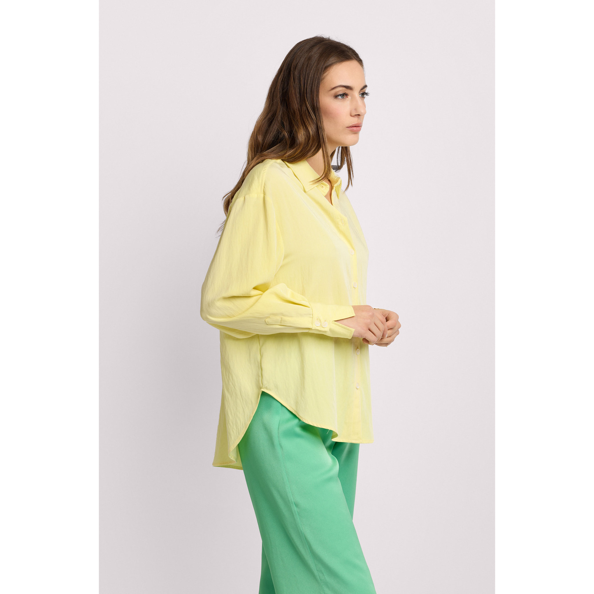 Kocca - Camicia con fondo stondato Donna, Tinta unita, Colletto di camicia