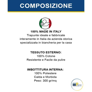 Trapunta invernale Stelvio 300 grammi/mq in cotone e poliestere