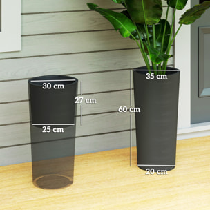 Lot de 2 pots de fleur design dia.35x60cm plastique anthracite