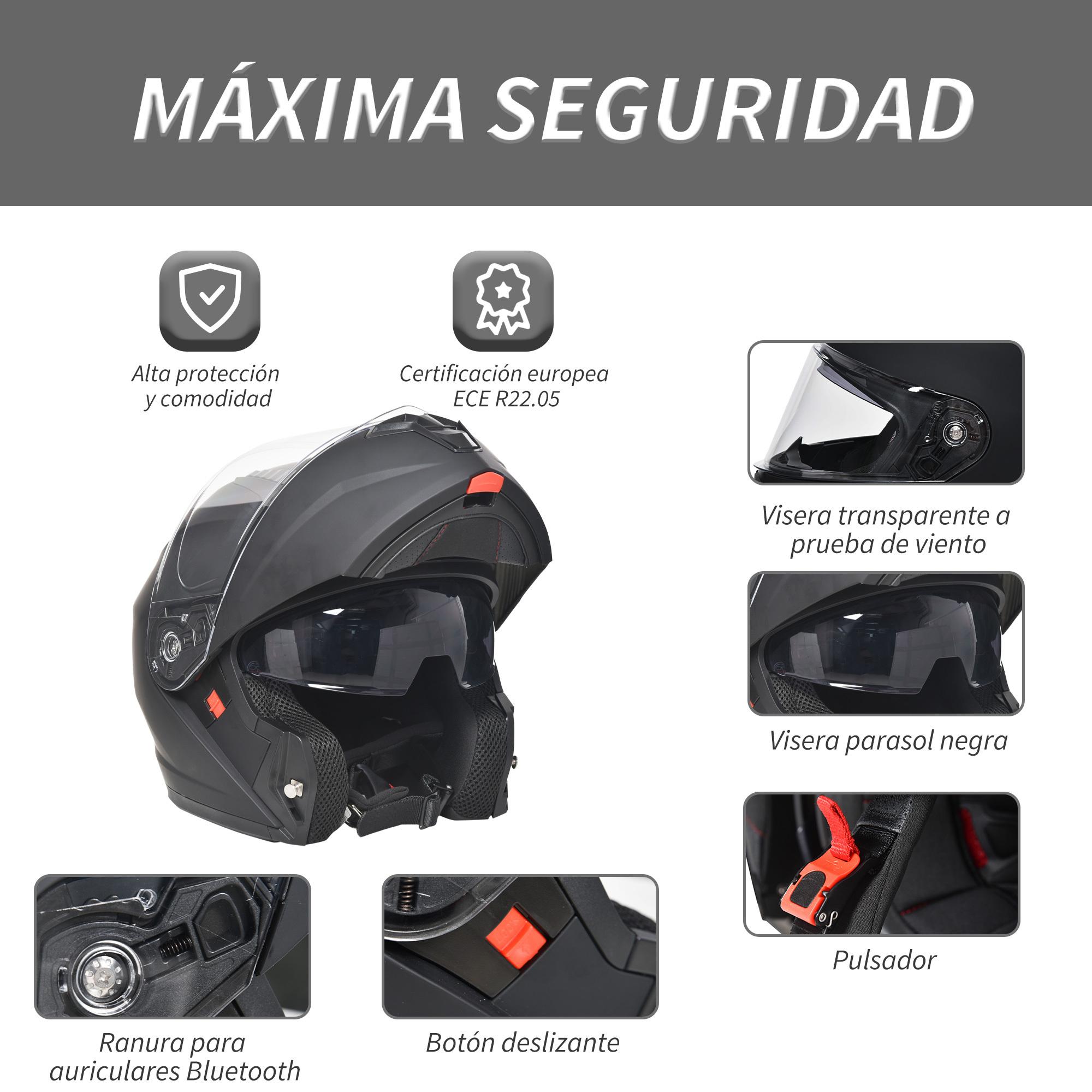 Casco de Moto Doble Visera Cabezal Anticolisión Certificación Europea XL-60 cm