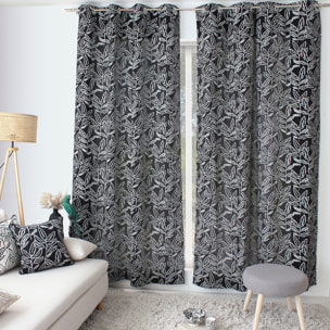 Rideau à oeillets en coton recyclé Chambray - Noir