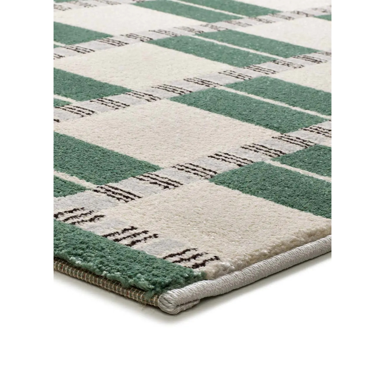 ASTRA Alfombra geométrica de pelo corto verde, varias medidas disponibles.