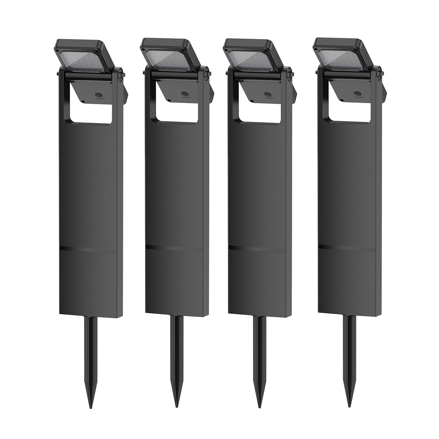 Lot de 4 potelets solaires orientables noirs LED blanc chaud 200 lumens IP65 4x BRITY H49cm