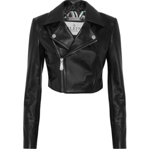 PHILIPP PLEIN Biker de cuero FLAME RACING