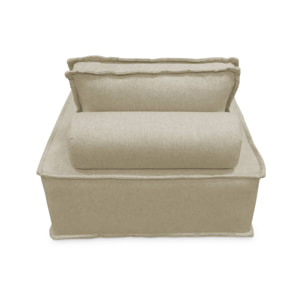 Chauffeuse pour canapé modulable tissu capitonné beige avec un coussin